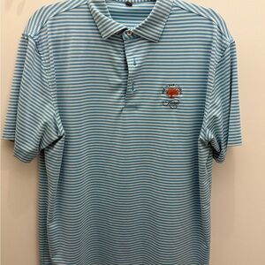 Peter Millar Light Blue Striped Polo